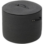 20x15 Inch Extra Large Round Cotton Rope Basket with Zipper Lid, Decorative Woven Storage Bin for Living Room Bedroom Closet, Dark Grey