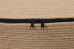 22x14x18 Inch Extra Large Rectangular Cotton Rope Basket with Zipper Lid, Decorative Blanket Storage Chest for Living Room Bedroom, Jute & Black Mix