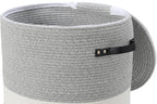 16"x20" Extra Large Cotton Rope Basket with Zipper Lid, Woven Laundry Hamper and Blanket Storage Basket, Round Clothes Bin for Living Room Bedroom, Dual Grey