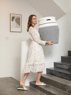 26" x 20" Large Tall Flagon Cotton Rope Storage Basket with Lid, White/Grey