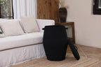 26" x 20" Large Tall Cotton Rope Storage Basket with Lid, All Black