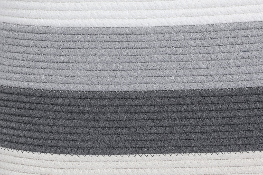 22”x14”x18” Rectangular Large Cotton Rope Storage Basket with Lid, Double Graded Grey