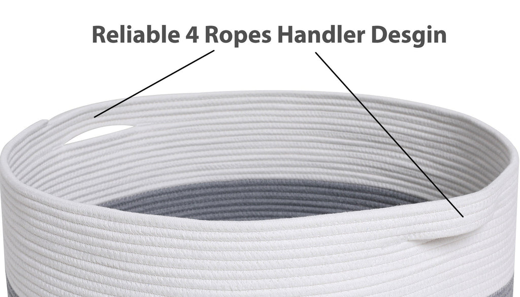 24" x 24" x 17" Mega Size Cotton Rope Storage Basket, Grey