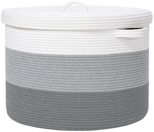 20 x 20 x 15 Extra Large Storage Basket with Lid, Cotton Rope Stora –  Cottonphant