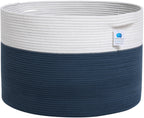 22" x 22" x 16" Mega Size Cotton Rope Storage Basket, Dark Blue