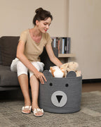 18" x 15" Bear Animal Cotton Rope Storage Basket, Grey