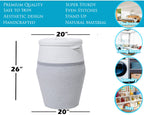 26" x 20" Large Tall Flagon Cotton Rope Storage Basket with Lid, Grey Mix