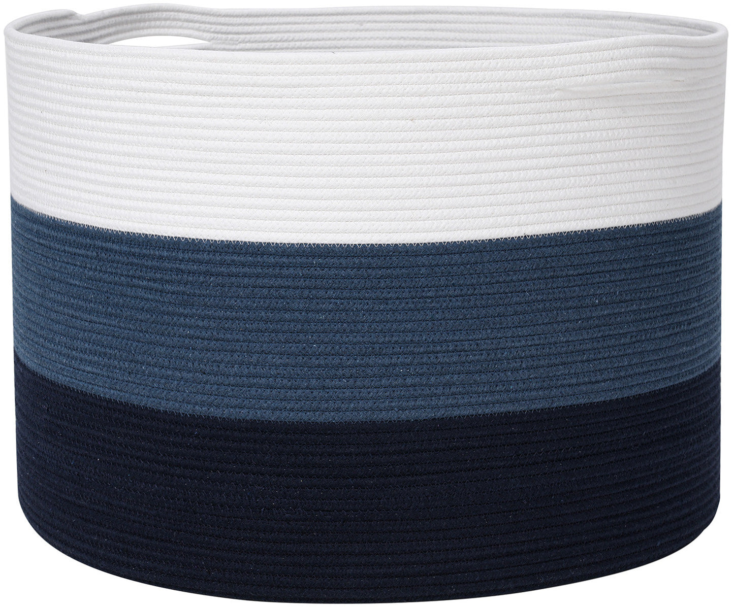 24" x 24" x 17" Mega Size Cotton Rope Storage Basket, Blue/Deep Blue