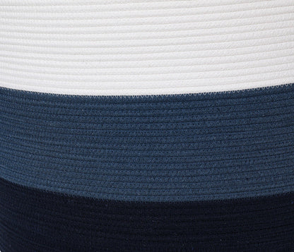 24" x 24" x 17" Mega Size Cotton Rope Storage Basket, Blue/Deep Blue