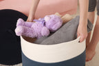 20" x 20" x 15" Large Cotton Rope Storage Basket with Lid, Dark Blue/Deep Blue