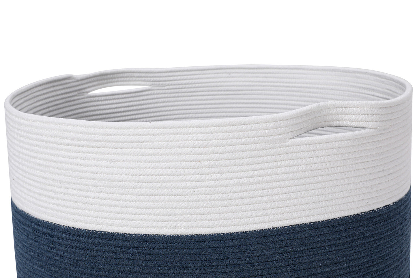 24" x 24" x 17" Mega Size Cotton Rope Storage Basket, Blue/Deep Blue