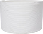 24" x 24" x 17" Mega Size Cotton Rope Storage Basket, All White