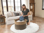 24" x 24" x 17" Mega Size Cotton Rope Storage Basket, Grey/Dark Grey