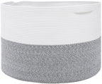 24" x 24" x 17" Mega Size Cotton Rope Storage Basket, Grey Mix