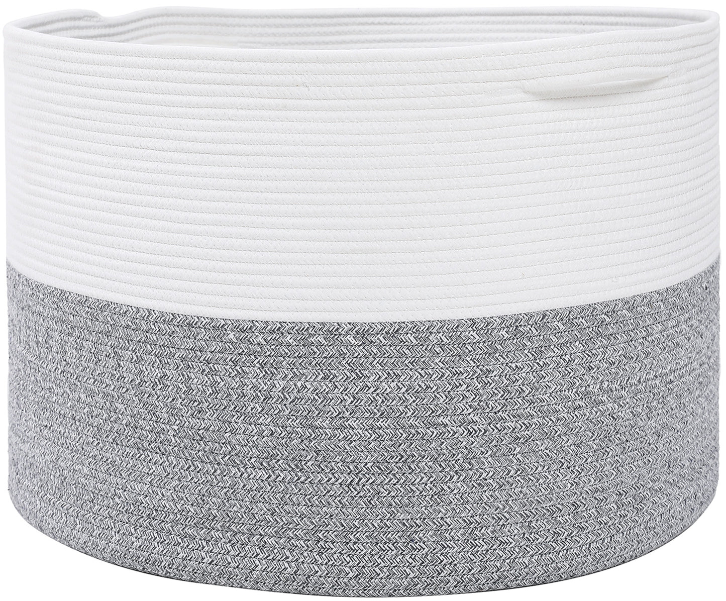 24" x 24" x 17" Mega Size Cotton Rope Storage Basket, Grey Mix