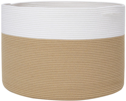 24" x 24" x 17" Mega Size Cotton Rope Storage Basket, Beige