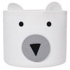 18" x 15" Bear Animal Cotton Rope Storage Basket, White