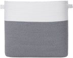 24" x 16" x 20" Rectangular Large Cotton Rope Storage Basket, Grey