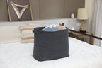 22" x 14" x 18" Rectangular Large Cotton Rope Storage Basket, All Black Grey Mix