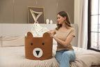 18" x 15" Bear Animal Cotton Rope Storage Basket, Orange Brown
