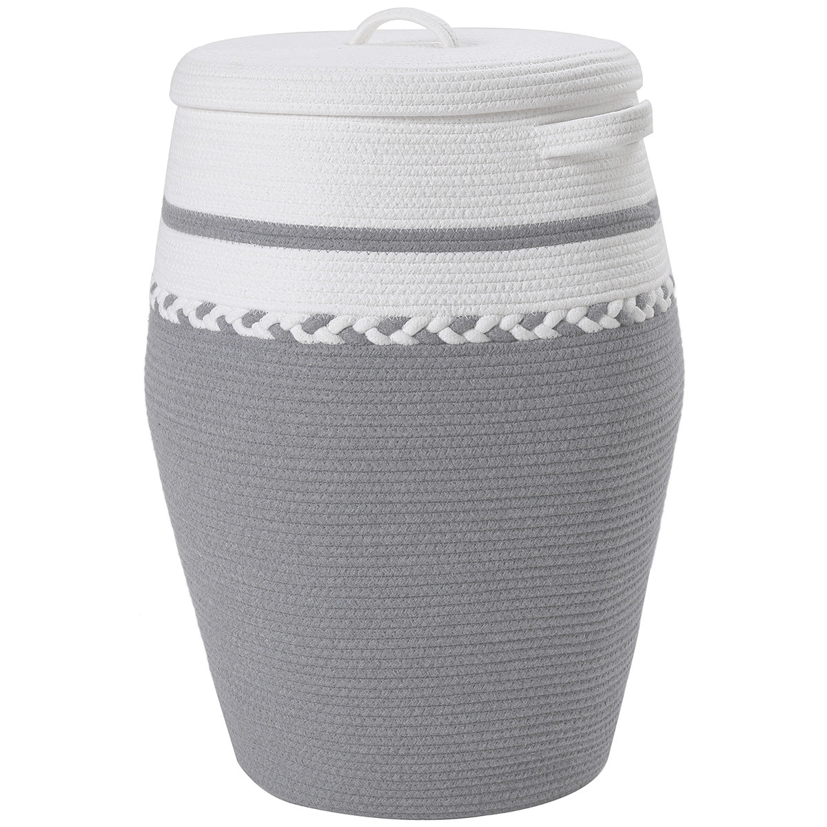 24" x 18" Extra Large Storage Basket with Lid, Cotton Rope Storage Baskets, Laundry Hamper, Toy Bin, Large Grey Basket with Lid