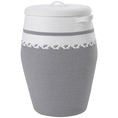 24" x 18" Extra Large Storage Basket with Lid, Cotton Rope Storage Baskets, Laundry Hamper, Toy Bin, Large Grey Basket with Lid