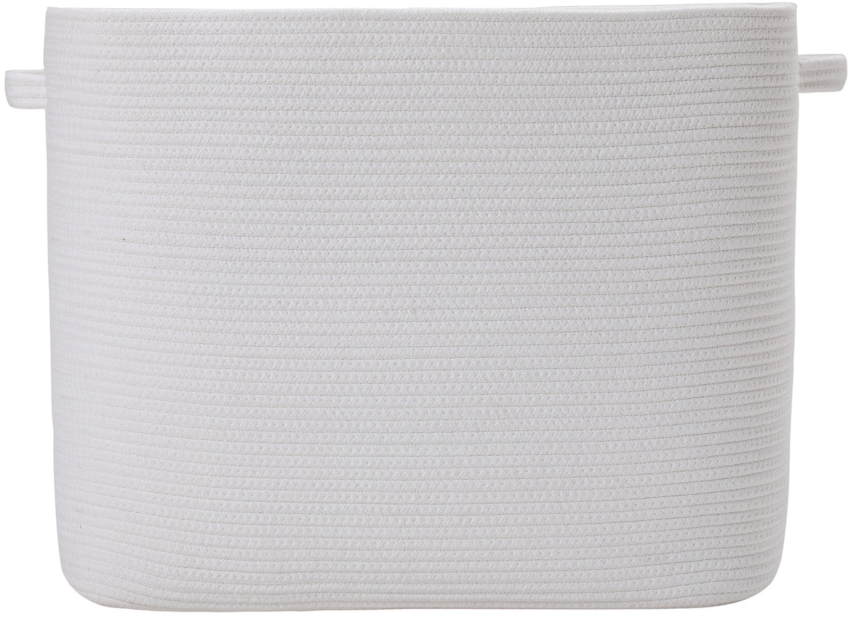 22" x 14" x 18" Rectangular Large Cotton Rope Storage Basket, All White