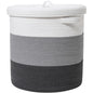 16" x 16" x 18" Large Cotton Rope Storage Basket with Lid, Grey/Dark Grey with Cover