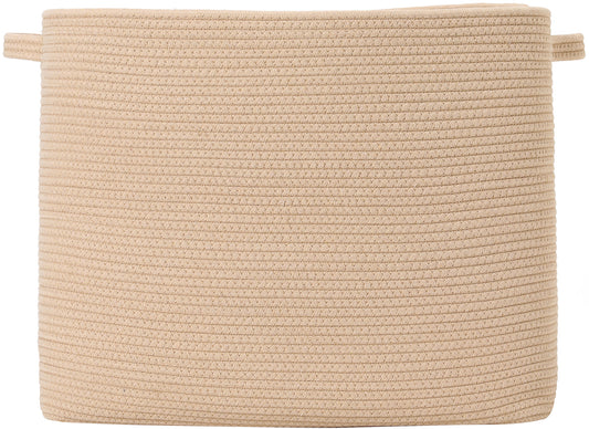 20" x 12" x 16" Rectangular Large Cotton Rope Storage Basket, All Beige