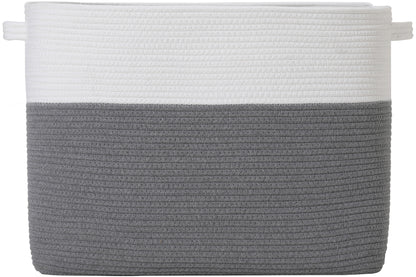 20" x 12" x 16" Rectangular Large Cotton Rope Storage Basket, Grey