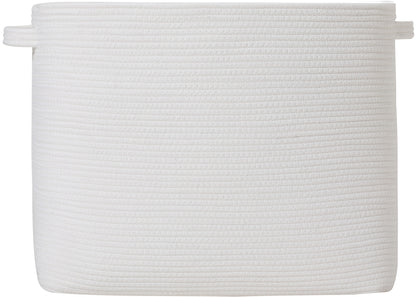 20" x 12" x 16" Rectangular Large Cotton Rope Storage Basket, All White