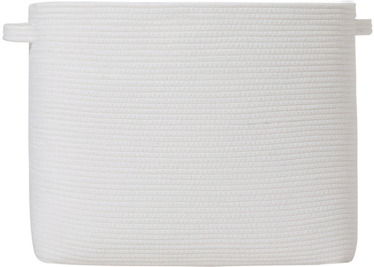 20" x 12" x 16" Rectangular Large Cotton Rope Storage Basket, All White