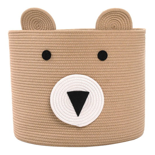 18" x 15" Bear Animal Cotton Rope Storage Basket, Beige