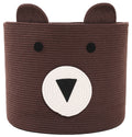 18" x 15" Bear Animal Cotton Rope Storage Basket, Dark Brown
