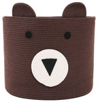 18" x 15" Bear Animal Cotton Rope Storage Basket, Dark Brown