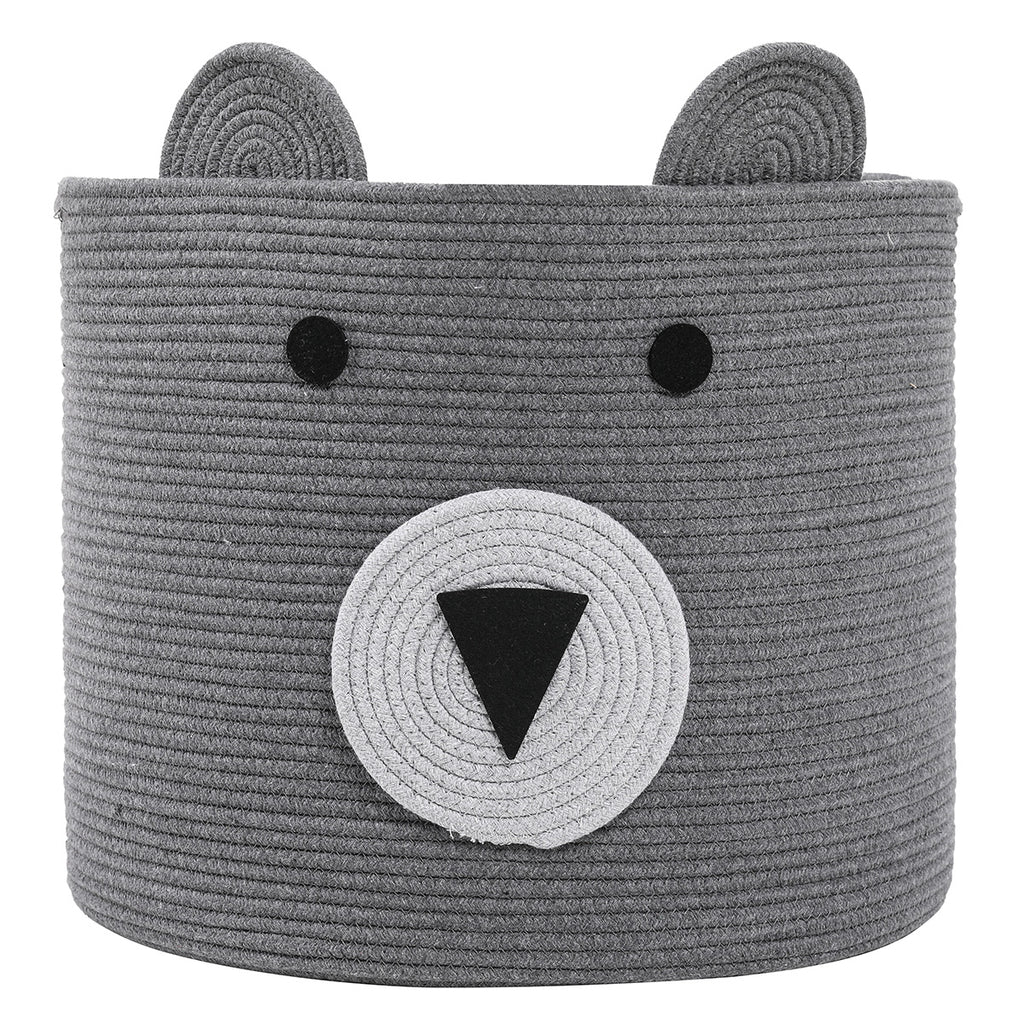 18" x 15" Bear Animal Cotton Rope Storage Basket, Grey