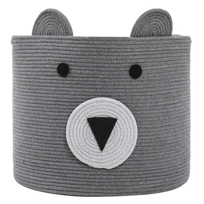 18" x 15" Bear Animal Cotton Rope Storage Basket, Grey