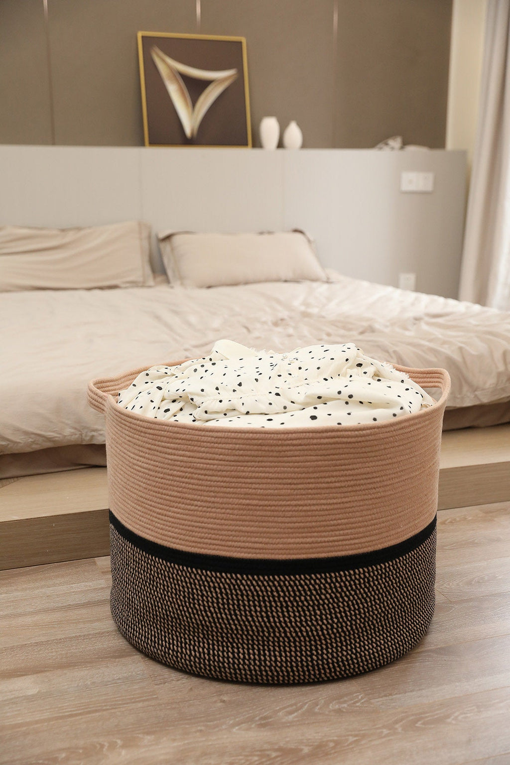 24" x 24" x 17" Mega Size Cotton Rope Storage Basket, Jute