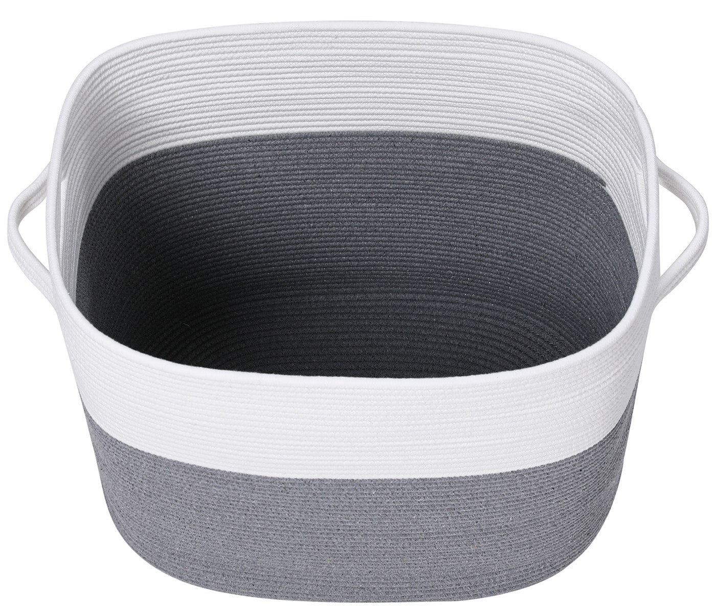 22” x 14” x 18” Rectangular Large Cotton Rope Storage Basket with Lid, Grey