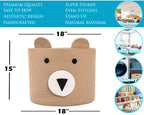 18" x 15" Bear Animal Cotton Rope Storage Basket, Beige