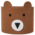 18" x 15" Bear Animal Cotton Rope Storage Basket, Orange Brown