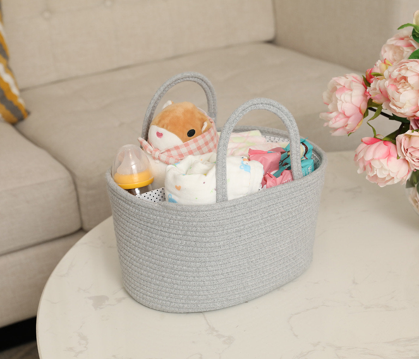 YiLiiod Baby Diaper Caddy Organizer Large Cotton Rope Nursery