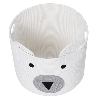 18" x 15" Bear Animal Cotton Rope Storage Basket, White